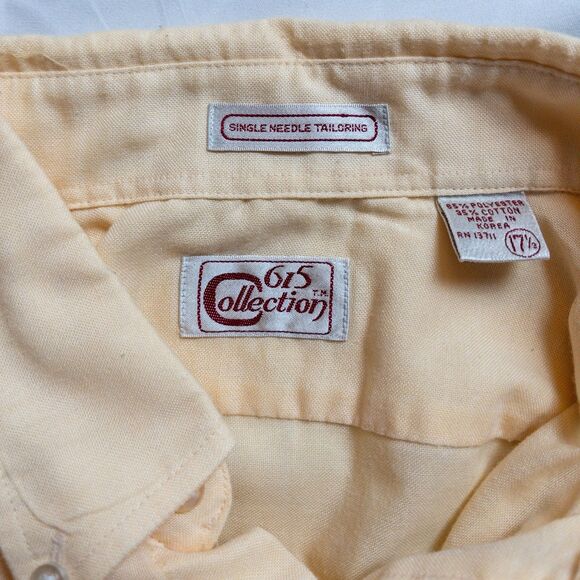 615 Collection Mens Button Up Shortsleeve Shirt Butter Yellow Single Needle - Picture 4 of 6